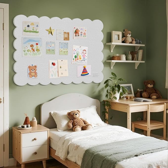 Lightomorrow Scalloped Bulletin Board, 48 x 36 Inches Felt Pin Board - Image 5