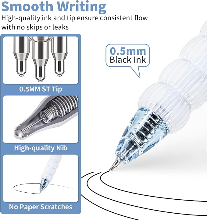 9 PACK Gel Pens, 0.5mm Black Ink Fidget Pen, Fine Point Smooth Writing Pen - Image 4