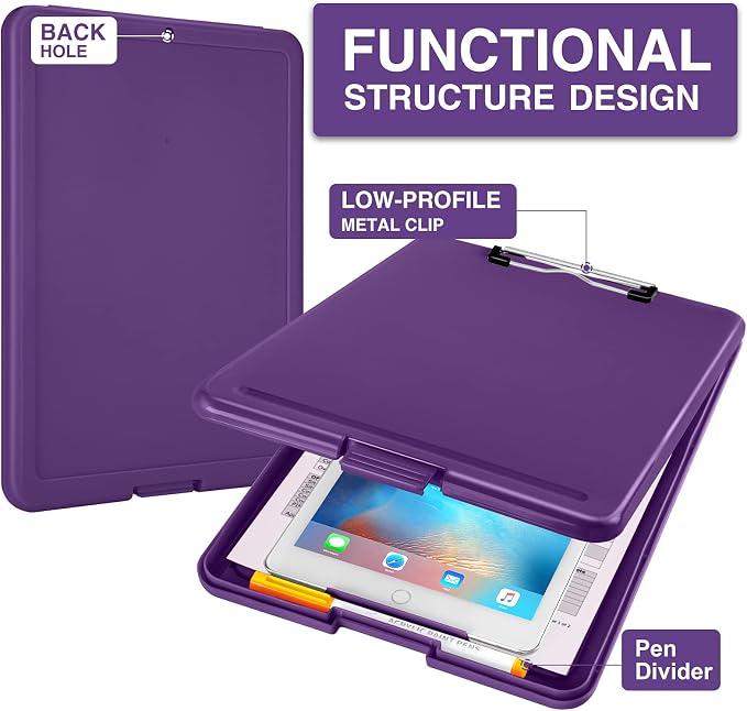 Sooez Storage Clipboard With Low Profile Clip, Heavy Duty Nursing Foldable - Image 3