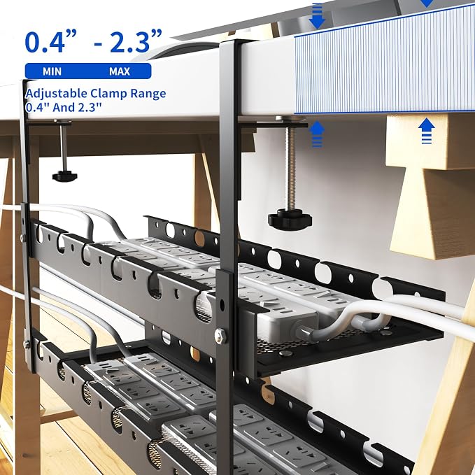 WIGAKDRU 31Inch Extendable Under Desk Cable Management Tray Multi-Model Metal - Image 5
