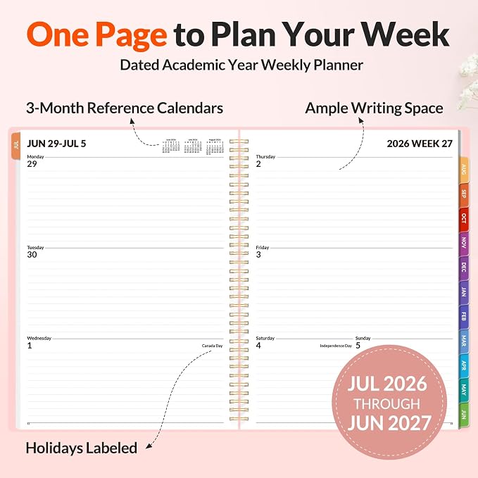 SUNEE Academic Planner 2026-2027 – Weekly & Monthly Planner, July 2026 to June - Image 2
