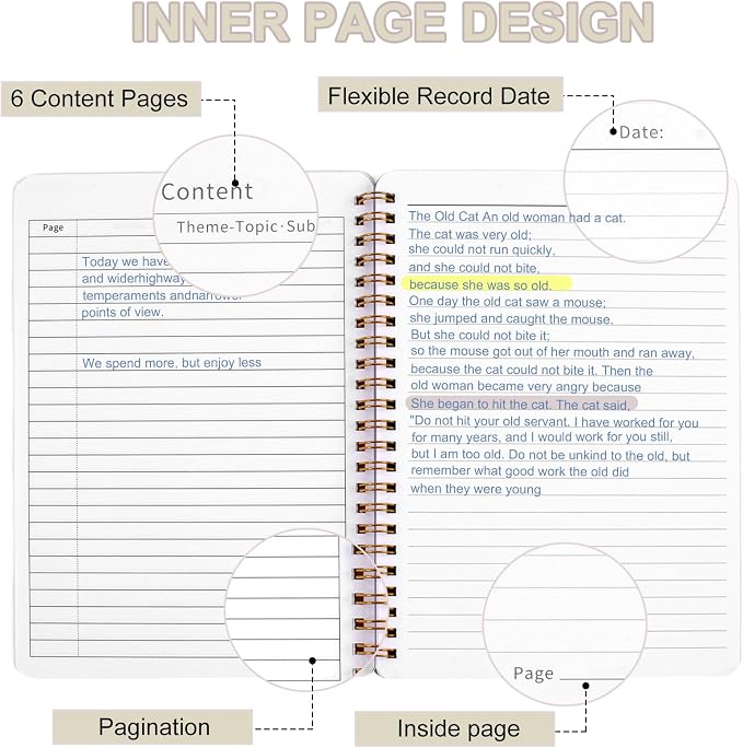 Utron Spiral Notebook For Women & Men, 5.9 x 8.3” College Ruled Notebook For - Image 4