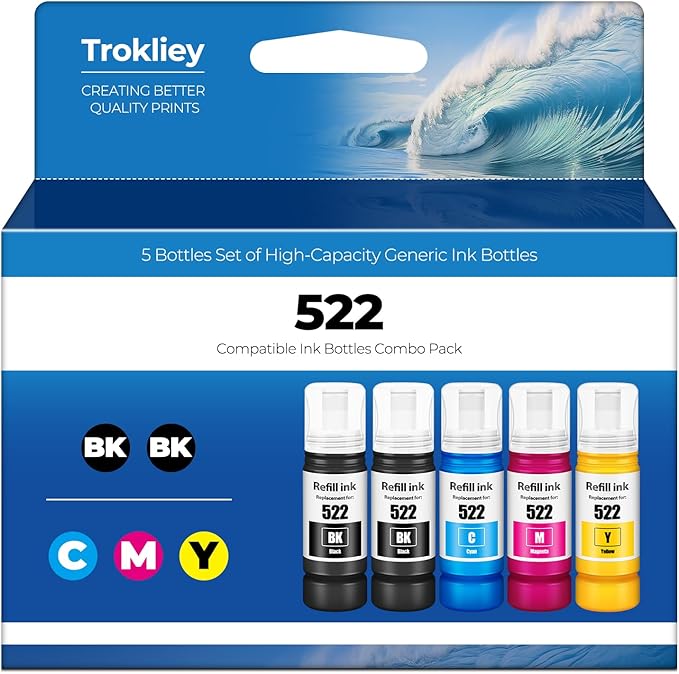 522 Ink Refill Bottles ET-2800 ET-4800 ET-2400 ET-2803 for 522 Ink Bottles Compatible for ET 2800 ET 4800 ET2800 ET 2400 ET4800 ET 2803 ET-2720 ET-4700 ET-4810 ET-2840 Printer (Not Subli)-DeskLoop Office