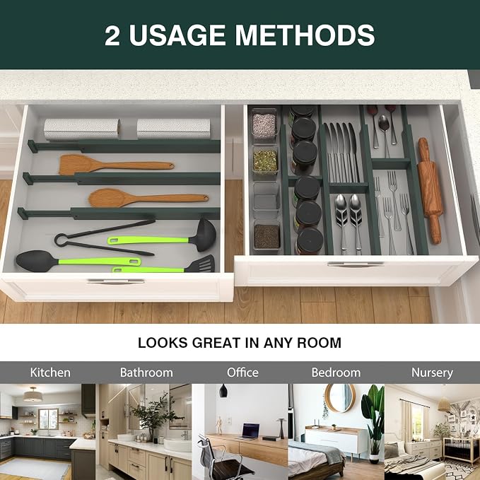 ANTOWIN Expandable Bamboo Drawer Dividers Organizers, Drawer Separators Splitter - Image 7