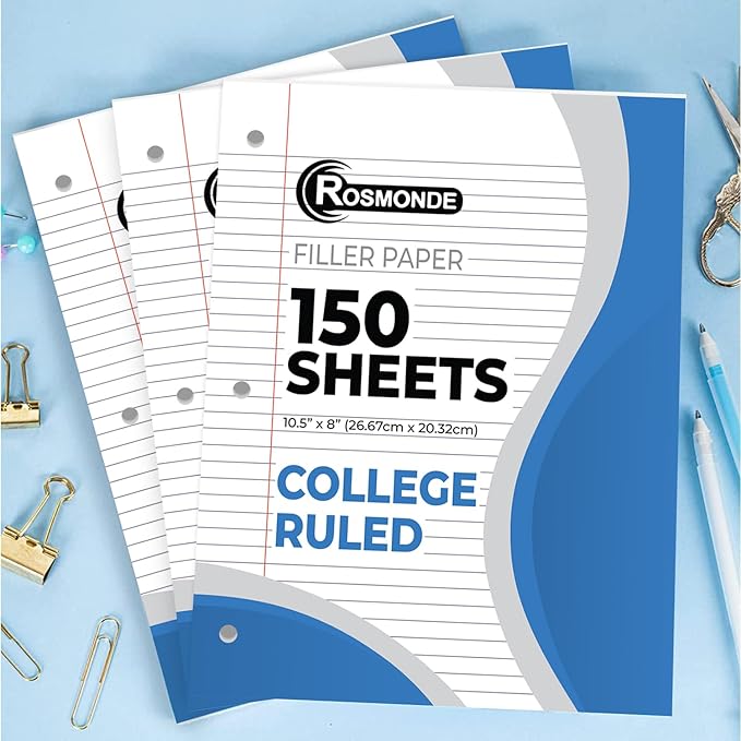 1152 Pack (Pallet) Loose Leaf Paper Bulk, 172800 Sheets, College Ruled, 150 Sheets/Pack, 8 x 10.5", Pallet of Filler Paper, 3 Hole Punched,56 Gsm Thick Paper, School & Office,4-7 Days Transit