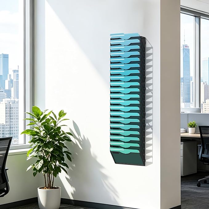 Gawerk 20-Tier Wall File Organizer Hanging Wall File Holder Wall Mount Paper - Image 2