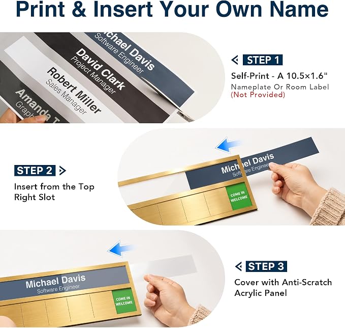 Name Plate for Desk& Office Door Sign, 6 Options Do Not Disturb, In A Meeting - Image 4