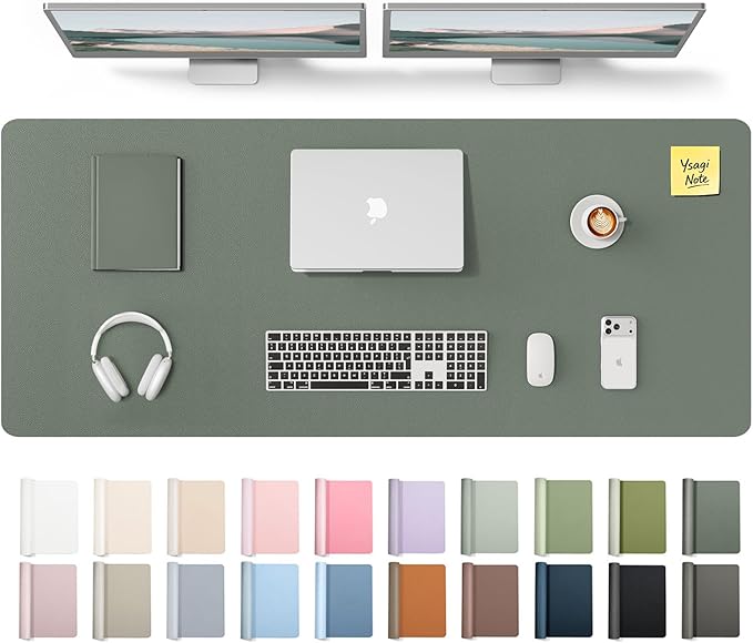YSAGi Leather Desk Pad Protector, Office Desk Mat, Large Mouse Pad, Non-Slip PU by YSAGi