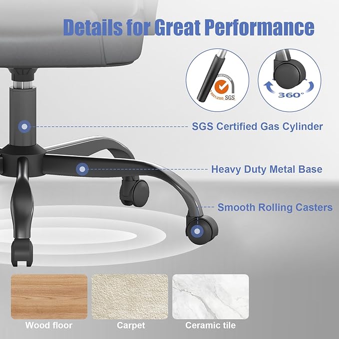 ZZH Executive Office Chair, Leather Desk Computer Chair with Armrests, Mid-Back Swivel Adjustable for Home Office, 2PC, Black-DeskLoop Office