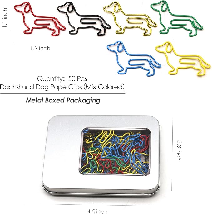 50 Pcs Dachshund Dog Paper Clips – Dachshund Office Supplies, Desk Accessories - Image 2