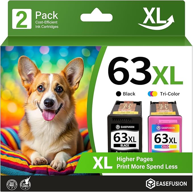 63XL Ink Cartridges Black and Color Remanufactured Replacement for HP Ink 63 63XL HP63XL HP63 Combo Pack Work for Envy 4520 4512 OfficeJet 3830 4650 5255 5258 4655 DeskJet 3630 2130 Printer-DeskLoop Office