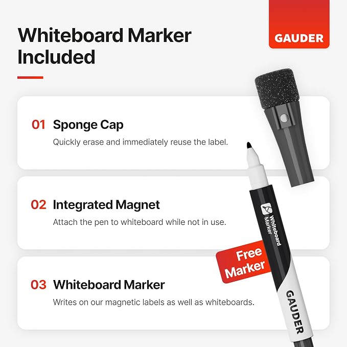 GAUDER Magnetic Dry Erase Labels | Magnetic Labels to Write on | Dry Erase - Image 3