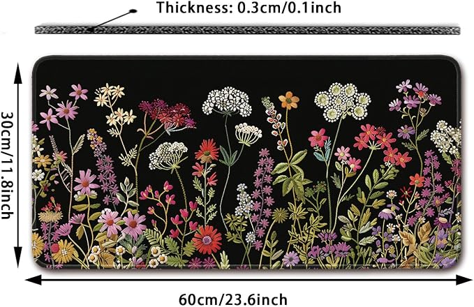 Keyboard Mat, Large Mouse Pad, Watercolor Flower - Image 2