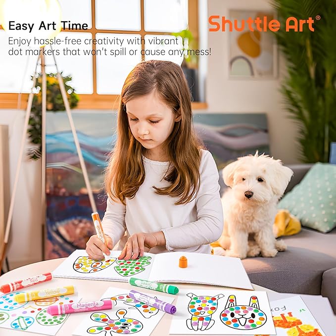 Shuttle Art Dot Markers, 15 Colors Washable Dot Markers for Toddlers,Bingo Daubers Supplies for Kids Preschool Children, Non Toxic Water-Based Bingo Daubers-DeskLoop Office
