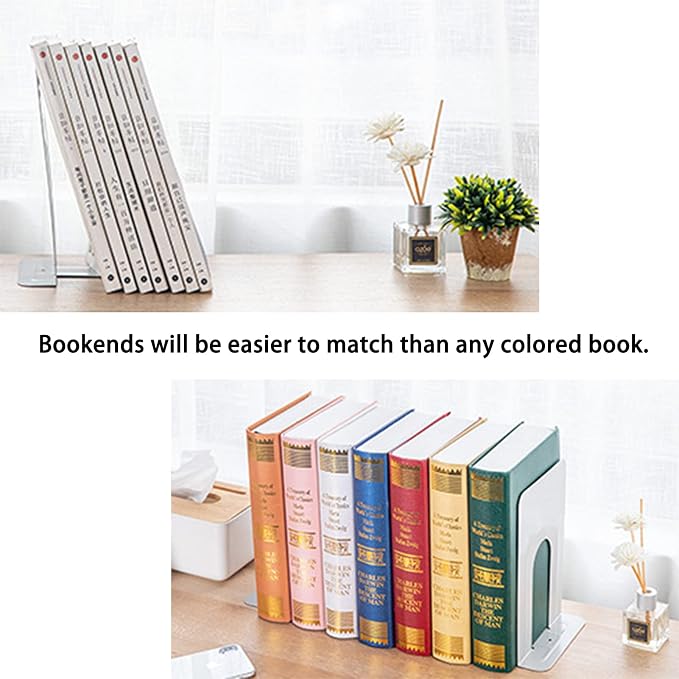 Metal Bookends for Home Office, Book Shelf Holder Home Decorative, Book Ends - Image 5