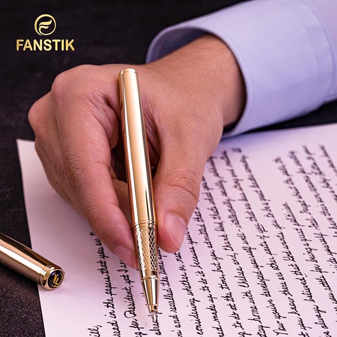 Customized Gold Luxury Rollerball pen (Made In USA) fancy gift set for women, Real 24K Gold Plating, Professional executive pen gift set for men (Lux Custom-Rollerball Gld)-DeskLoop Office