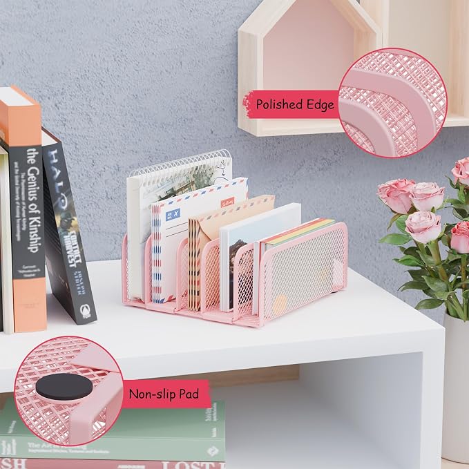 Mail Organizer Countertop, Metal File Holder - Image 3