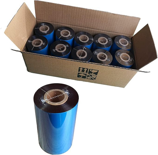 (10 Rolls) 4.33'' x 984' Premium Resin Enhanced Wax Ribbon, 110mm x 300m Black Thermal Transfer Ribbon, Barcode Thermal Label Printer Ribbon, CSO-Ink Outside, 1'' Core for Zebra, TSC, GoDex, Citizen-DeskLoop Office