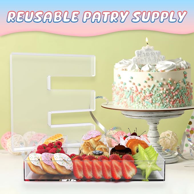 13.8" Extra Large Acrylic Letter Charcuterie Board Box, Reusable Fillable - Image 4