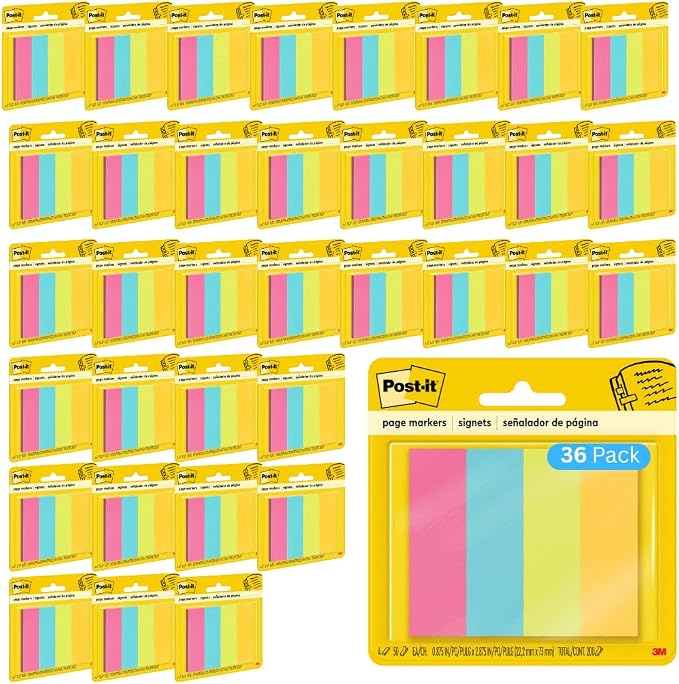 Post-It 6714AU Page Markers Assorted Brights, 50 Strips/Pad by Unknown