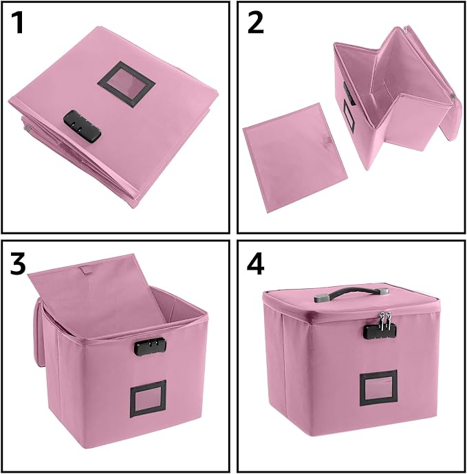 Pink Fire Proof File Box for Documents - Image 6