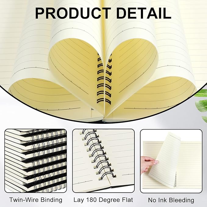 Yahenda 54 Pcs Spiral Notebook Bulk A5 Journal Lined 8.3'' x 5.5'' Writing Composition Paper Small Notepad Subject Notebook for Students Office Business Back to School Supplies (Black)-DeskLoop Office