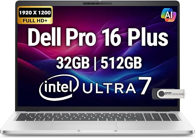 Dell Pro 16 Plus PB16250 AI Business Notebook 16" FHD+ Intel Ultra 7-265U by Dell