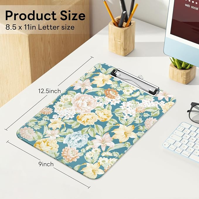 Luminzo Plastic Cute Clipboard Low-Profile Metal Clip, A4 Letter Size 9 x 12.5 - Image 2