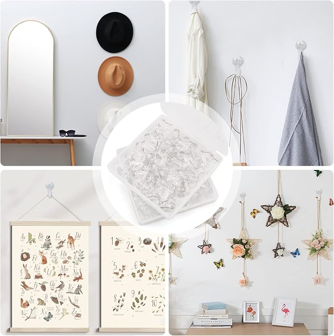 100 Pcs Push Pin Hooks Plastic Heads Pin Tacks Wall Decorative Thumb Tacks Hook - Image 5