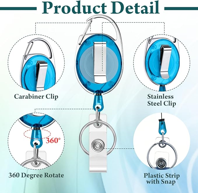 Honoson 50 Pcs Heavy Duty Retractable Badge Reels Batch ID Badge Holder - Image 3