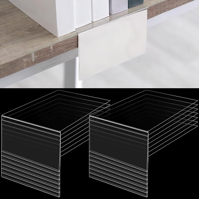Containlol 15 Pieces Moveable Shelf Label Holders Clear Shelves Tags Moveable by Containlol