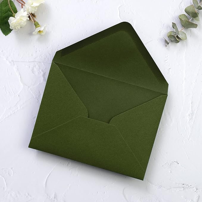 PONATIA 50 Pack Small Envelopes, 3.62 x 5.12'' Olive Green Envelopes Perfect - Image 7