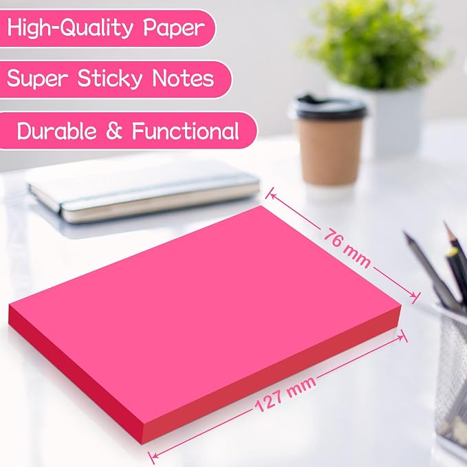 Sticky Notes 3x5 in, Bright Colors Strong Adhesive Post, Suitable - Image 3