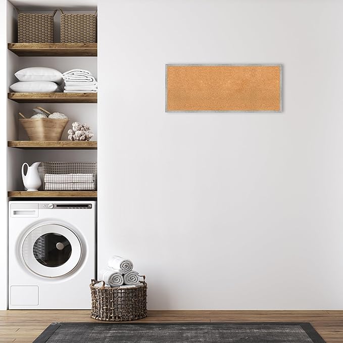 Amanti Art Natural Cork Board for Wall, 17x41 Vision Board with White Frame, Large Corkboard Office Decor for Home Organization, Cottage Corkboard Pinboard to Display Items for Home Organization in-DeskLoop Office