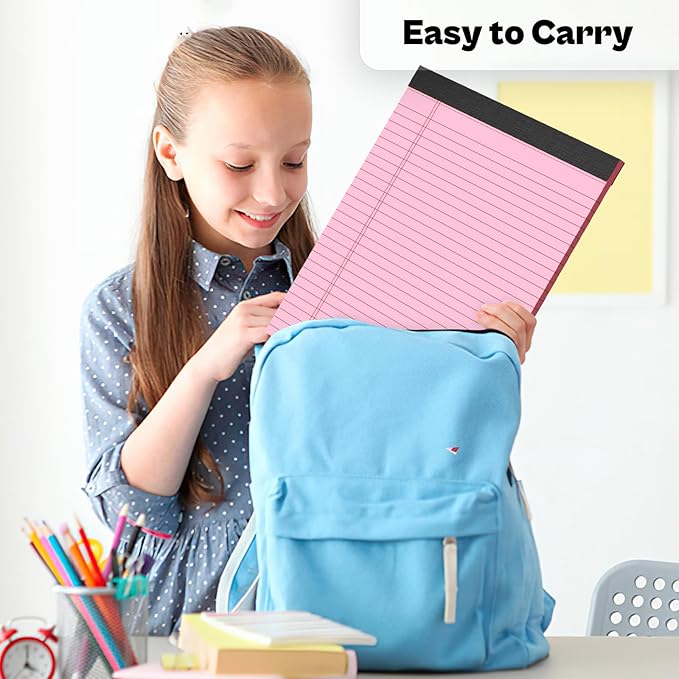 2 Pcs Legal Pads 8.5 x 11 Pink Note Pads 8.5 x 11 Notepad 8.5 x 11 Micro Perforated Writing Pads 8.5 x 11 Lined Paper Pads Wide Ruled Pad of Paper 30 Sheets Notebook for Study, To-Do Lists, Office-DeskLoop Office