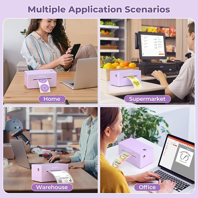 MUNBYN Bluetooth Thermal Label Printer, 130B Wireless 4x6 Shipping Label Printer for Shipping Packages Small Business Office or Home, Compatible with iPhone Android iPad Windows macOS Chrome Etsy eBay-DeskLoop Office
