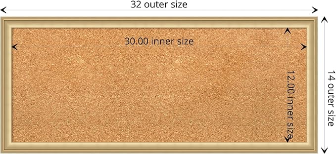 Amanti Art Natural Cork Board for Wall, 14x32 Vision Board with Gold Frame, Medium Corkboard Office Decor for Home Organization, Casual Corkboard Pinboard to display items for home organization-DeskLoop Office