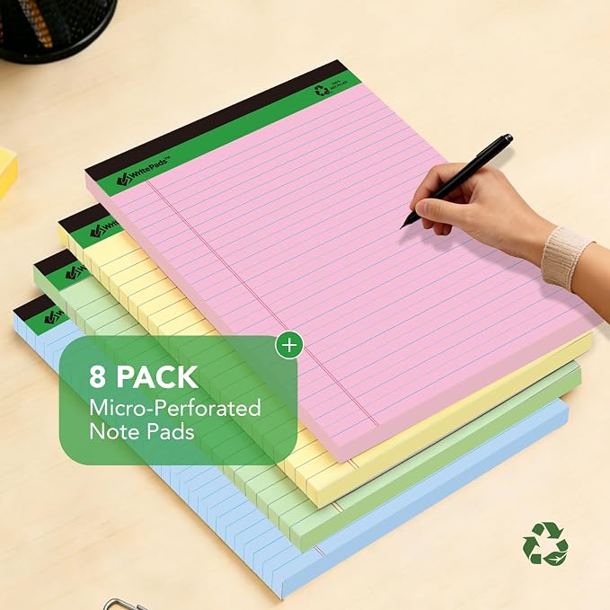 KAISA Colored Legal Pad 15lb Recycled Paper Writing Pad, 50 Sheets, Mixed 8pads - Image 6