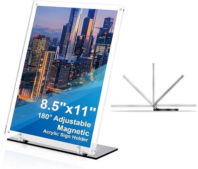 Rebehari 180° Adjustable Acrylic Sign Holder 8.5"x11", Magnetic Code Sign Menu by Unknown