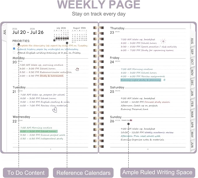 Planner 2026-2027, Weekly and Monthly Academic Year Calendar Planner, July 2026 - Image 2