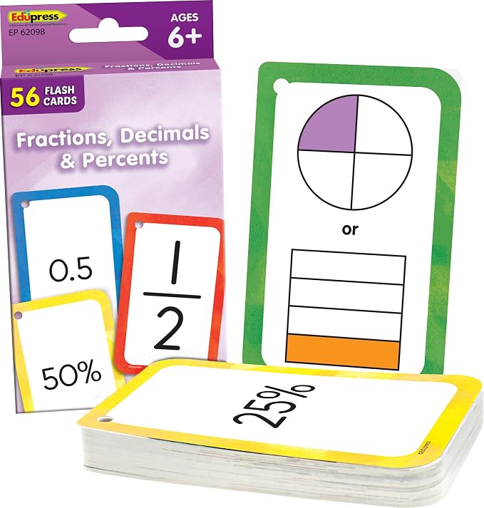 Teacher Created Resources Fractions, Decimals & Percents Flash Cards by TeacherCreatedResourcesOS