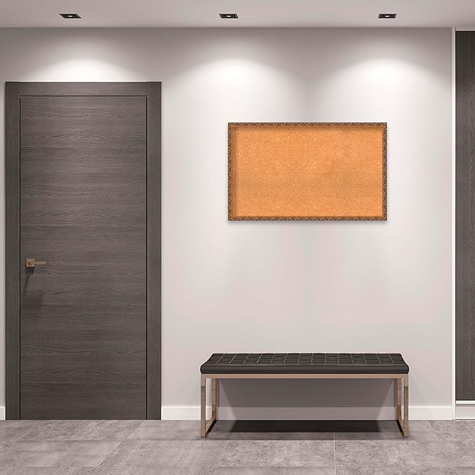 Amanti Art Natural Cork Board for Wall, 26x42 Vision Board with Bronze Frame, Large Corkboard Office Decor for Home Organization, Traditional Corkboard Pinboard to Display Items for Home Organization-DeskLoop Office