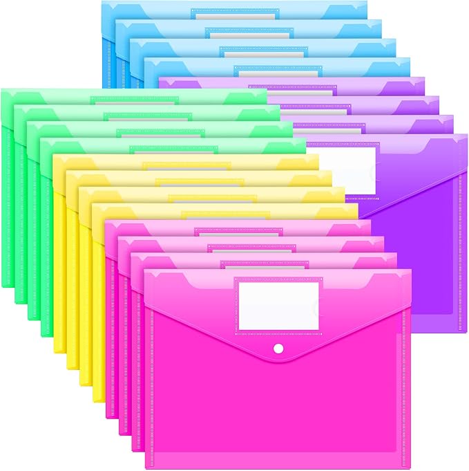 Sooez 20 Pack Folders Plastic Envelopes, Letter A4 Size Poly File Envelopes by Sooez