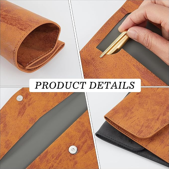 Waterproof A4 PU Leather Envelope File Holder Brown Thin Document Folder - Image 6