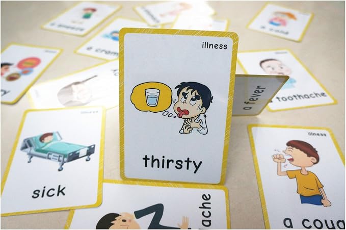 SANTSUN 14 Illness & Disease Expression English Flash Cards, Study Cards by SANTSUN