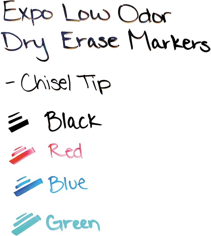 EXPO Dry Erase Markers, Low Odor Ink, Chisel Tip, Organization, Essential - Image 4