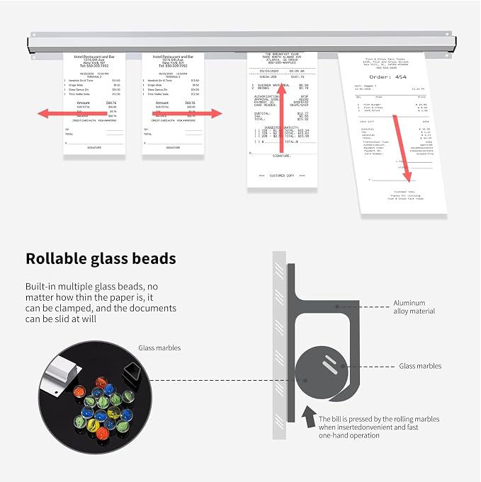 2 Pieces of 36-inch Aluminum Sliding Restaurant Order Ticket Clip Rails - Image 6