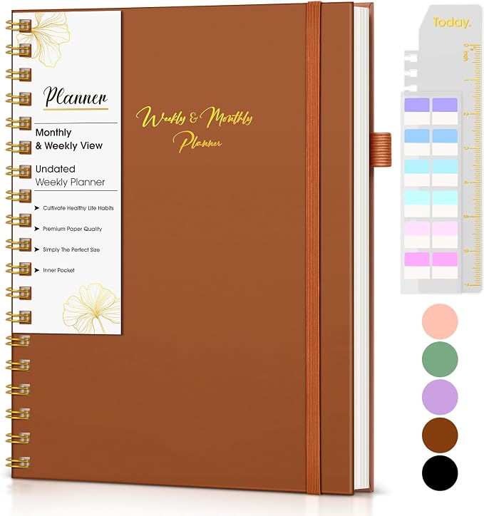 Undated Weekly and Monthly Planner, B5 Large Weekly To Do List Notebook by FABLSOTH