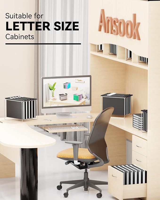 Ansook Plastic Hanging File Folders, 12 Pack Extra Capacity Letter Size File - Image 7