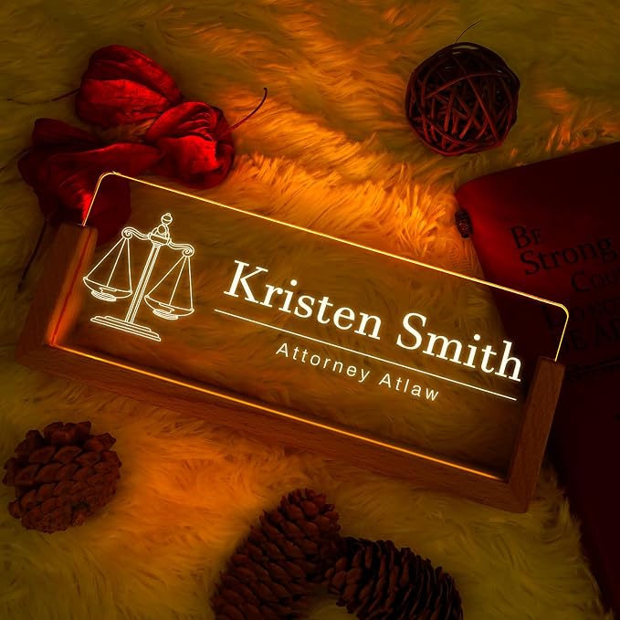 Custom Name Plate for Desk, Personalized Light Up Acrylic Desk Name Plate - Image 2